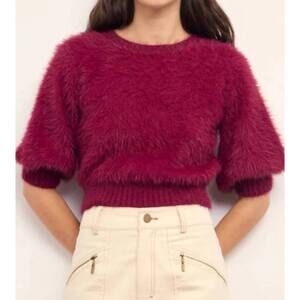 NEW MINKPINK alva cropped sweater in wine